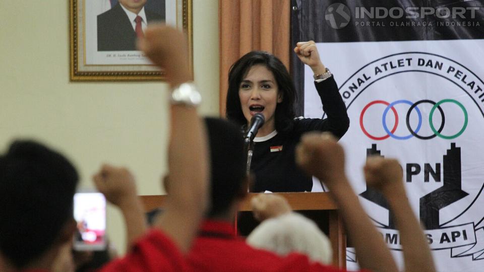 Rieke Diah Pitaloka hadir dalam deklarasi kesejahteraan bagi insan olahraga di Indonesia oleh Komnas API. - INDOSPORT
